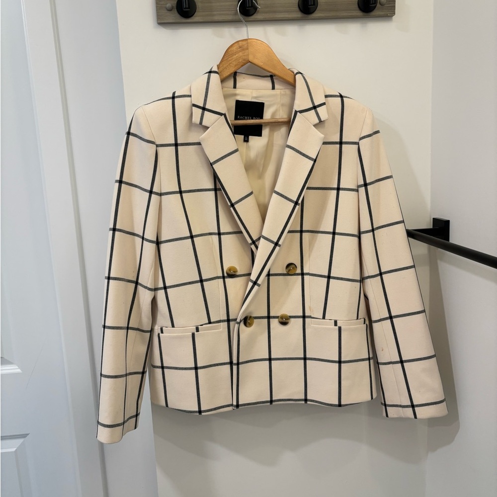 Rachel Roy Ivory & Black Checkered Women's Blazer